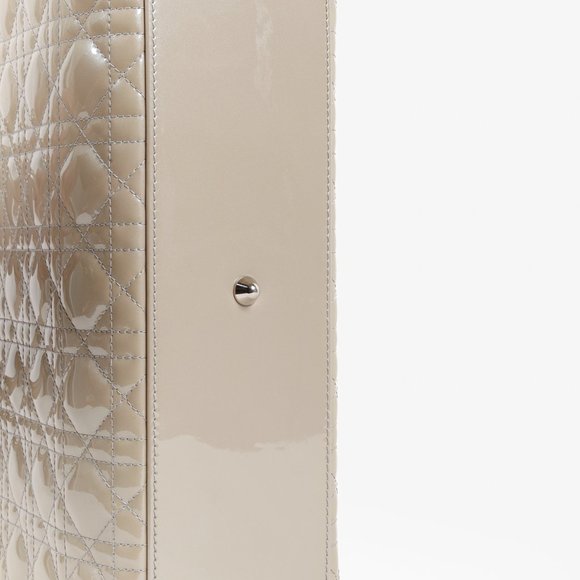 Christian Dior Large Pearl Taupe Patent Leather Lady Dior - Picture 6 of 14